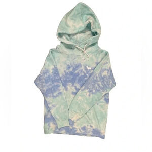 Victoria Secret PINK Blue Tie  Dye Oversized Hoodie Size Small